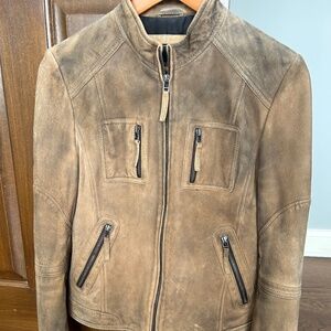 Suede distressed biker jacket